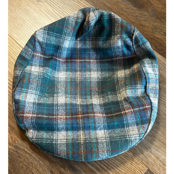 VTG Pendleton Multicolor Plaid Wool News Boy Cap Cabbie Flat Hat Large - Picture 3 of 9